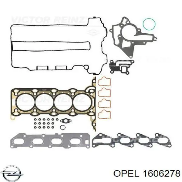 Комплект прокладок двигуна, верхній 1606278 Opel