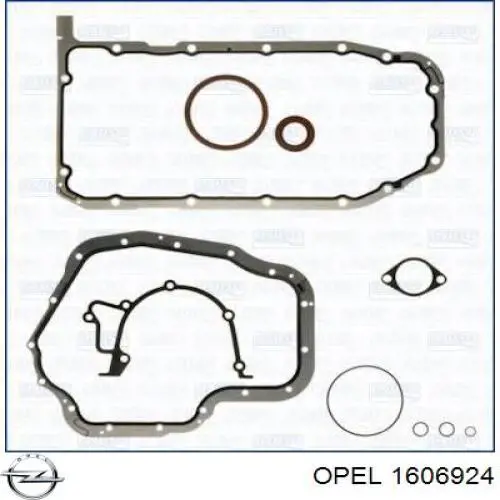 1606924 Opel Комплект прокладок двигуна, нижній (Стальной картер двигателя)