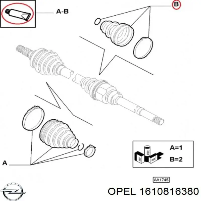 Пильник ШРУСа внутрішній, передній піввісі 1610816380 Opel