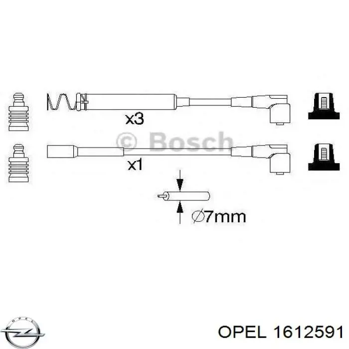 Дріт високовольтні, комплект 1612591 Opel