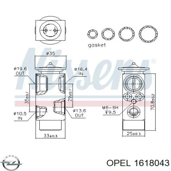 Клапан TRV, кондиціонера Opel 1618043 ціна, від 15.14 USD
