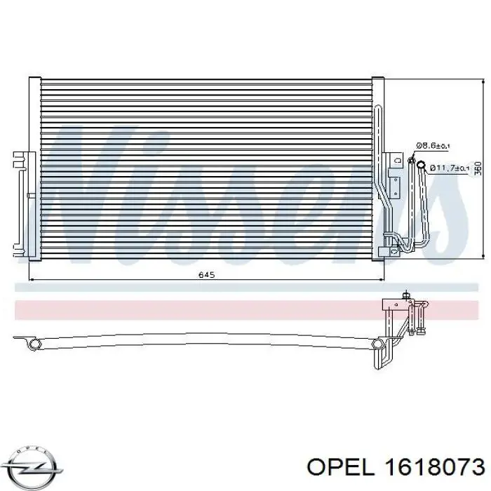 Конденсатор кондиціонера Opel 1618073 ціна, від 73.28 USD
