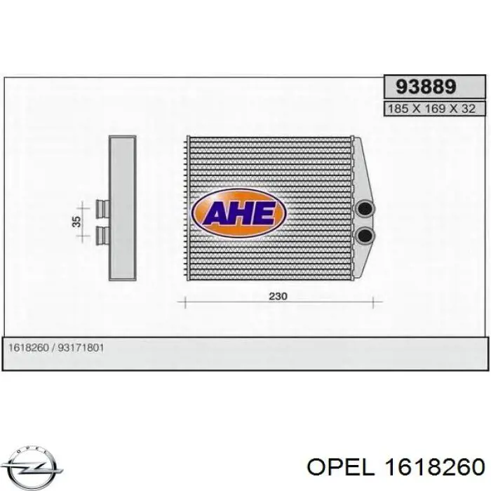 Радіатор пічки (обігрівача) Opel 1618260 ціна, від 33.36 USD