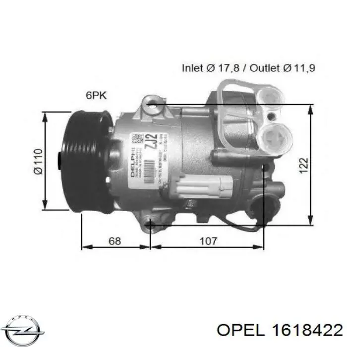 1618422 Opel компресор кондиціонера