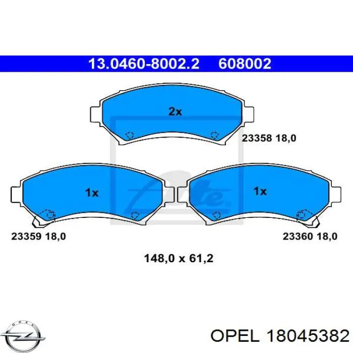 Купити 18045382 Opel Колодки гальмівні передні, дискові
