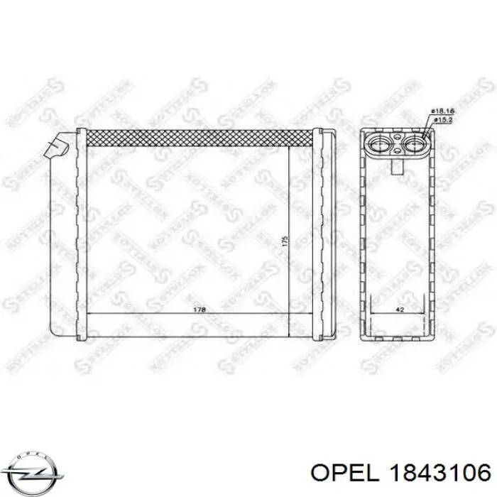 1843106 Opel Радіатор опалювача салону