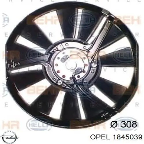 1845039 Opel електровентилятор кондиціонера в зборі (двигун + крильчатка)