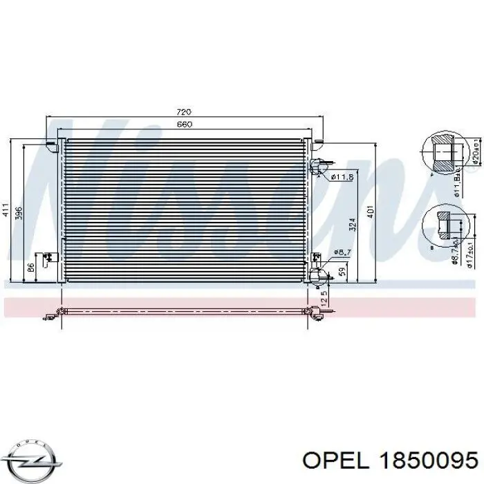 1850095 Opel радіатор кондиціонера