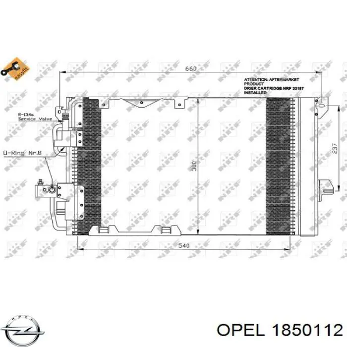 Конденсатор кондиціонера Opel 1850112 ціна, від 80.87 USD