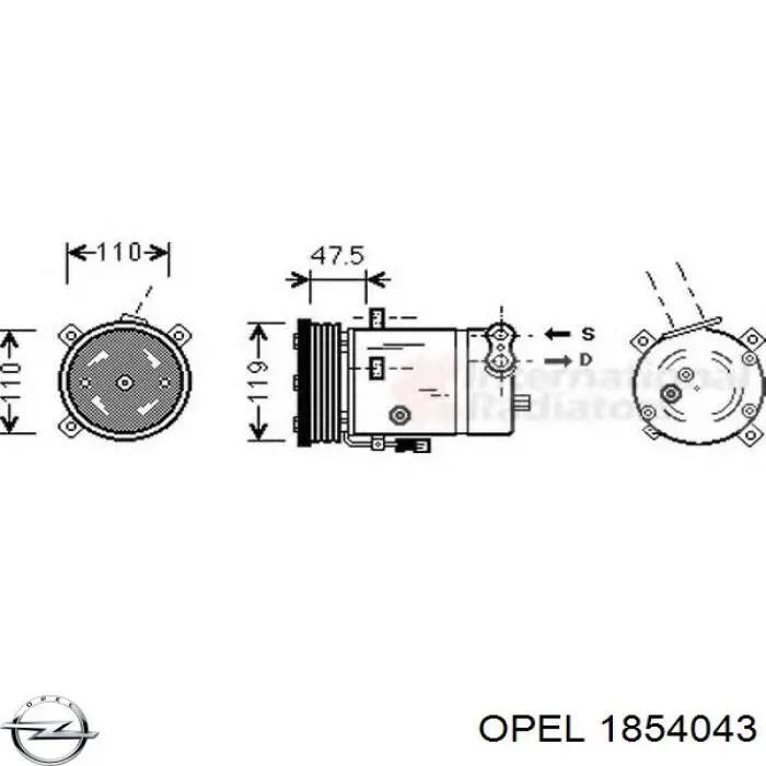 Компресор системи кондиціювання Opel 1854043 ціна, від 214.57 USD
