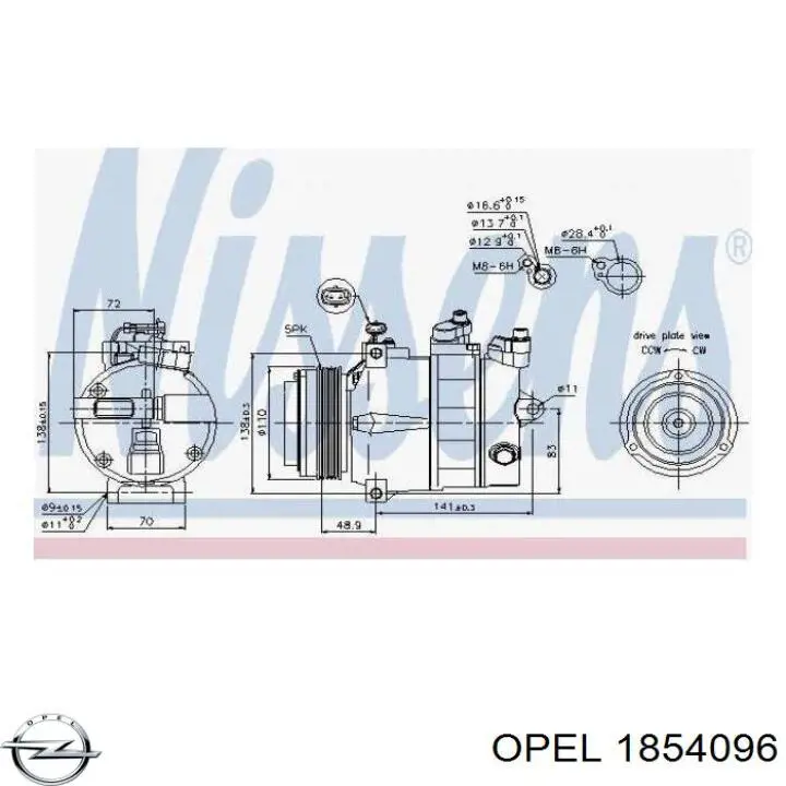 Компресор кондиціонера 1854096 Opel