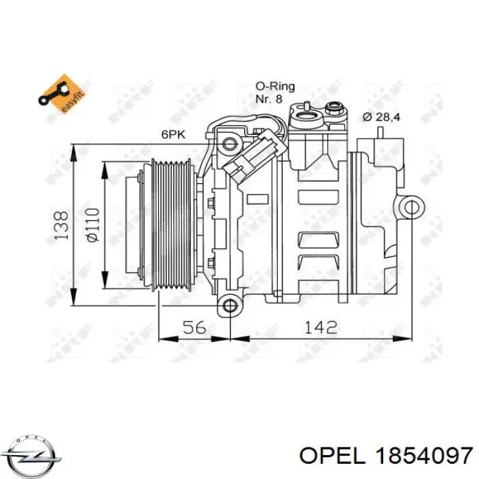 Компресор кондиціонера 1854097 Opel