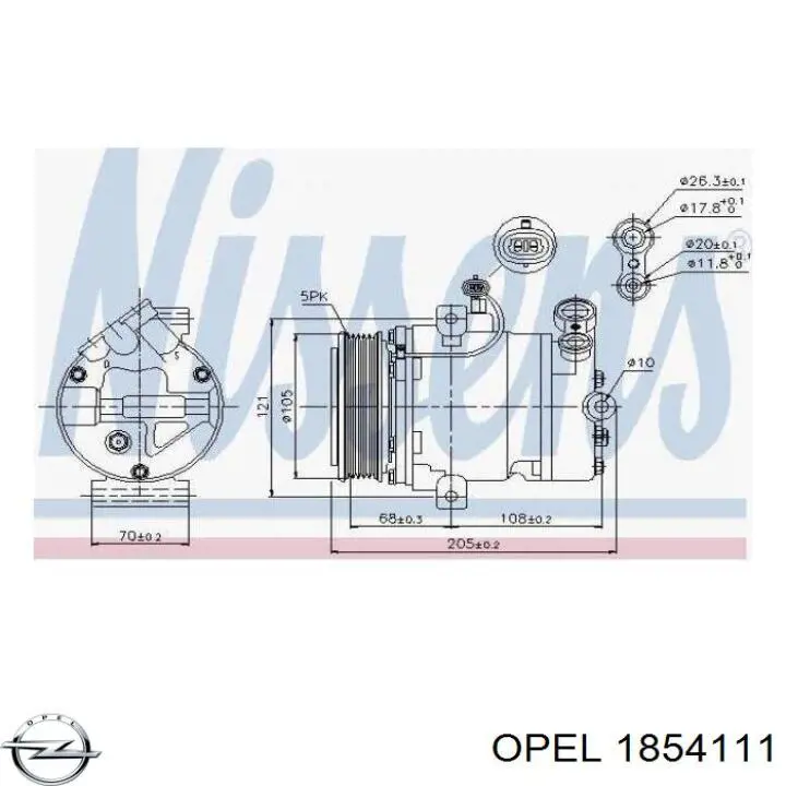 Компресор кондиціонера 1854111 Opel