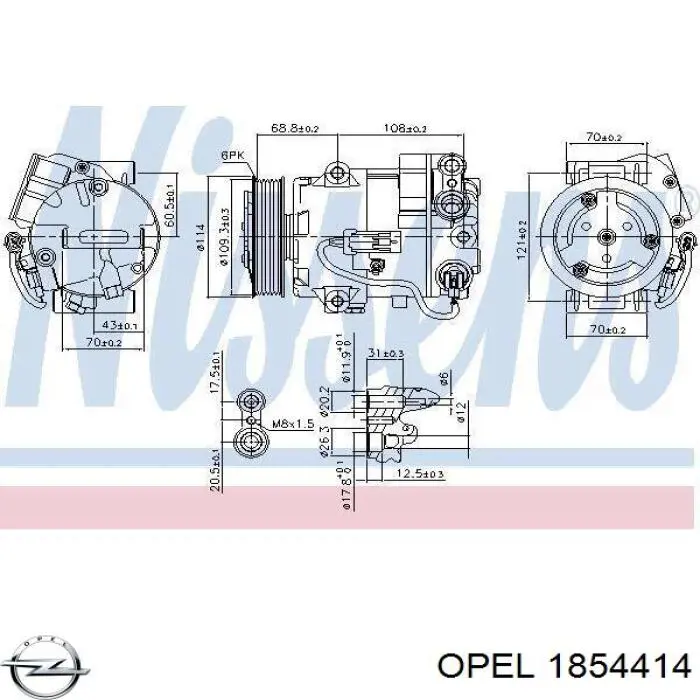 Компресор кондиціонера 1854414 Opel