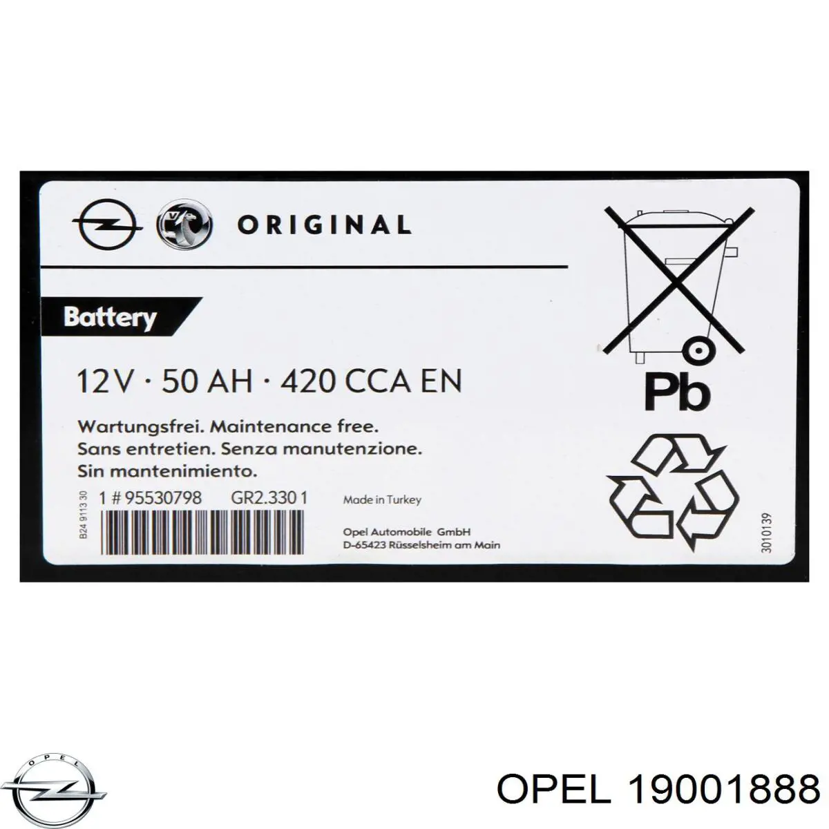19001888 Opel Авто акумулятор