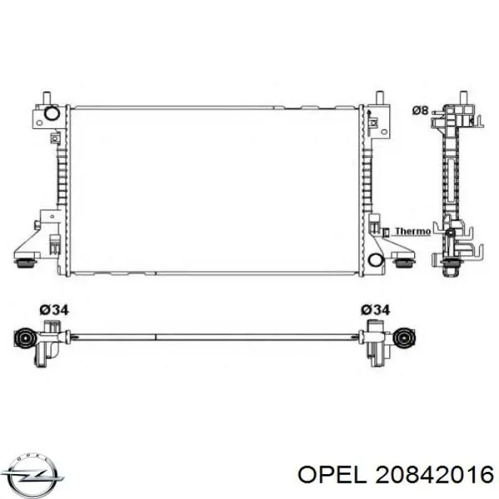 20842016 Opel Радіатор охолодження двигуна
