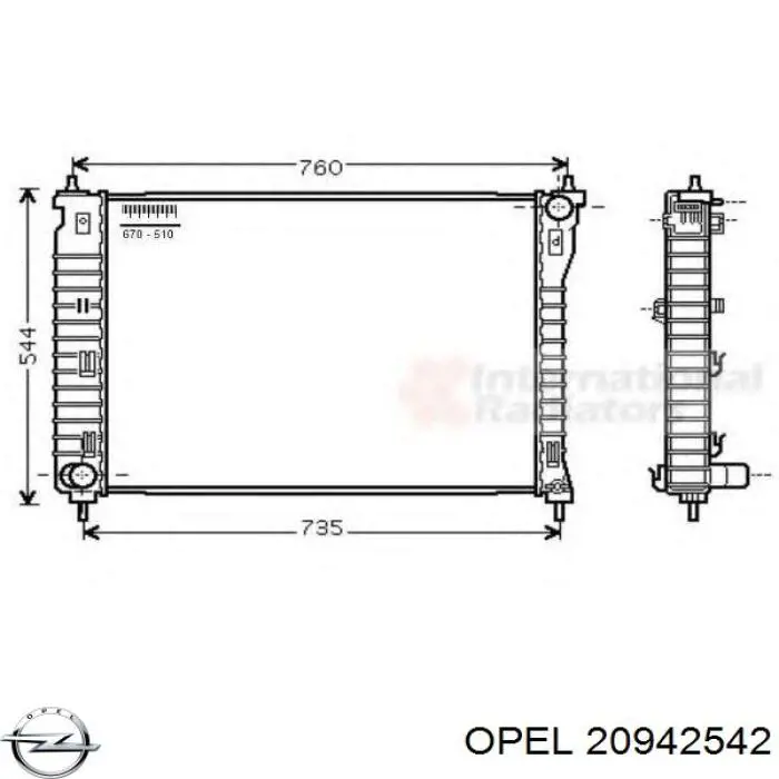 Радіатор охолодження двигуна 20942542 Opel