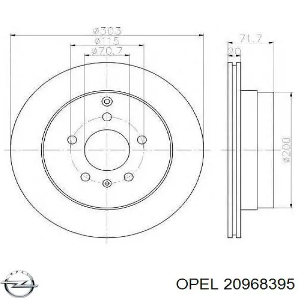 Купити 20968395 Opel Диск заднього гальма