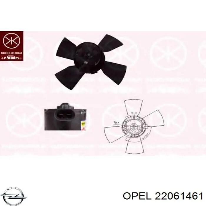 Купити 22061461 Opel Електровентилятор охолодження в зборі (двигун + крильчатка)