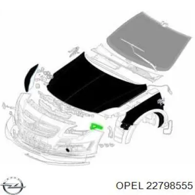 22798555 Opel направляюча переднього бампера, ліва