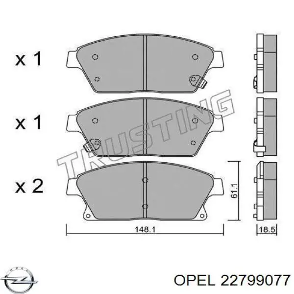 Колодки гальмівні передні, дискові 22799077 Opel