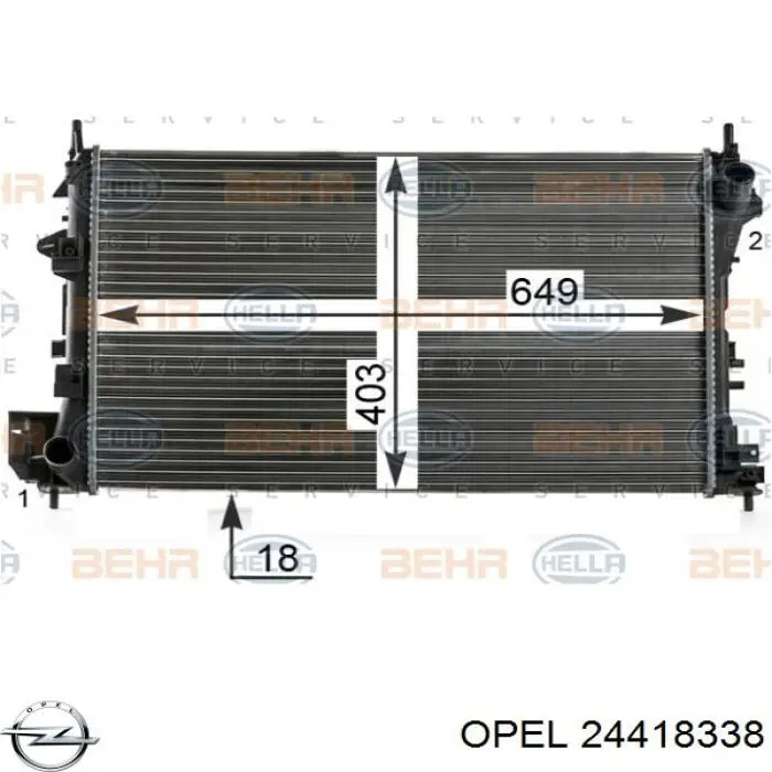 Купити 24418338 Opel Радіатор двигуна