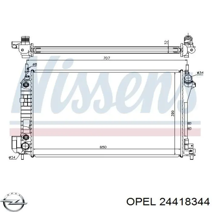Купити 24418344 Opel Радіатор двигуна