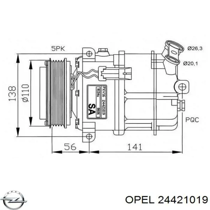 Компресор системи кондиціювання Opel 24421019 ціна, від 215.26 USD