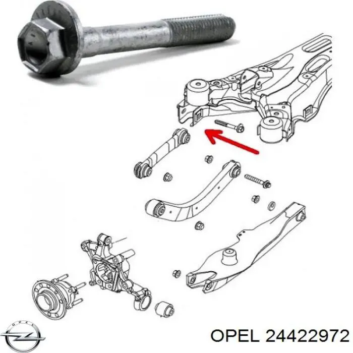 Болт кріплення заднього нижнього важеля, внутрішній Opel 24422972 ціна, від 14.02 USD