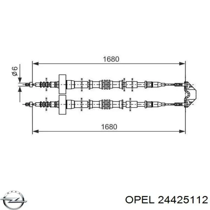 Трос ручного гальма задній, правий/лівий Opel 24425112 ціна, від 21.42 USD