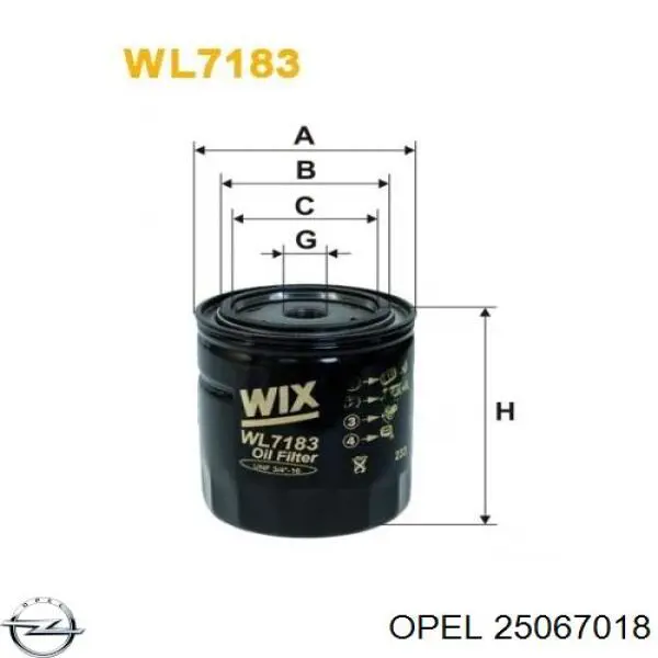 Масляний фільтр двигуна Opel 25067018 ціна, від 5.34 USD