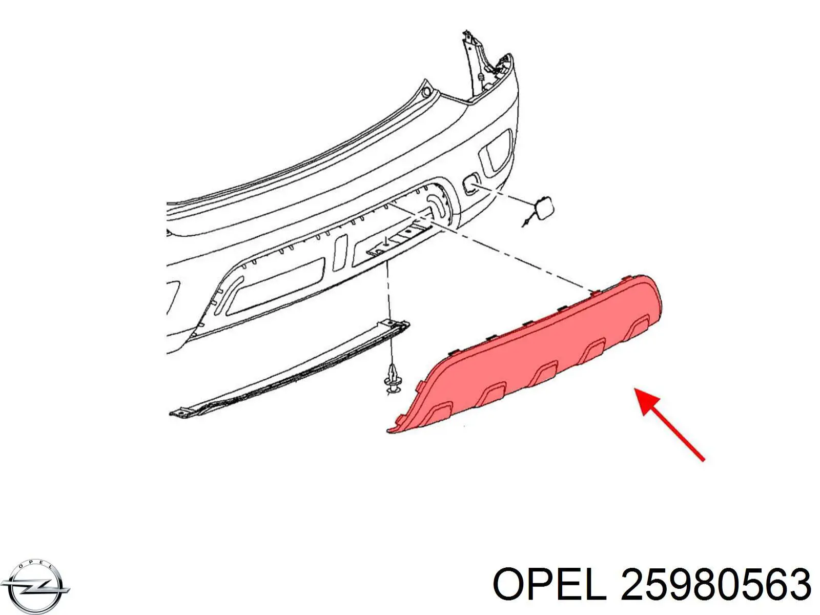 Спойлер заднього бампера 25980563 Opel