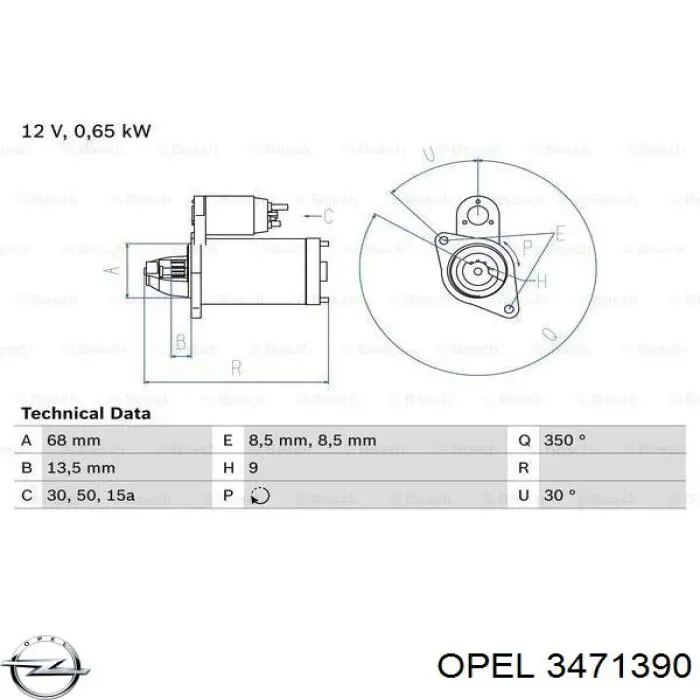 Стартер Opel 3471390 ціна, від 126.83 USD