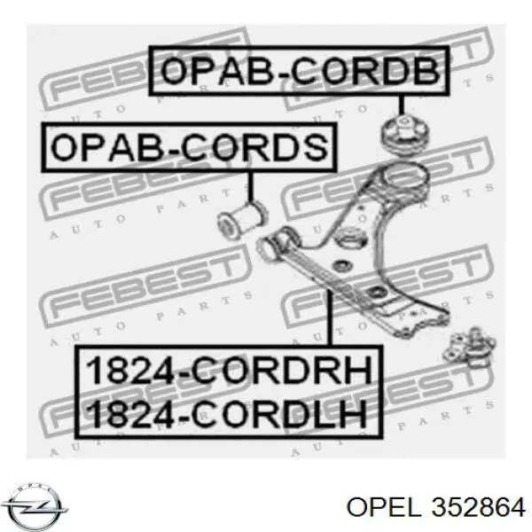 Сайлентблок переднього нижнього важеля 352864 Opel