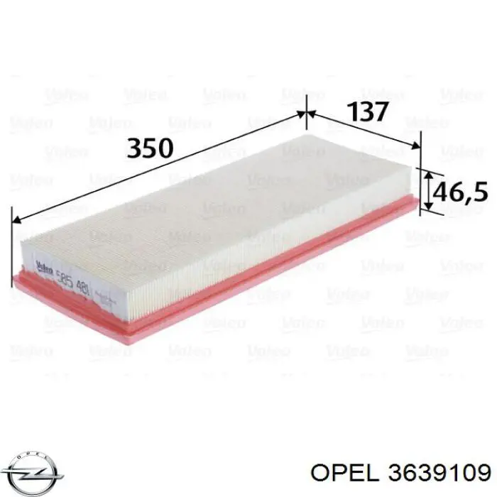 Елемент повітряного фільтра Opel 3639109 ціна, від 11.26 USD