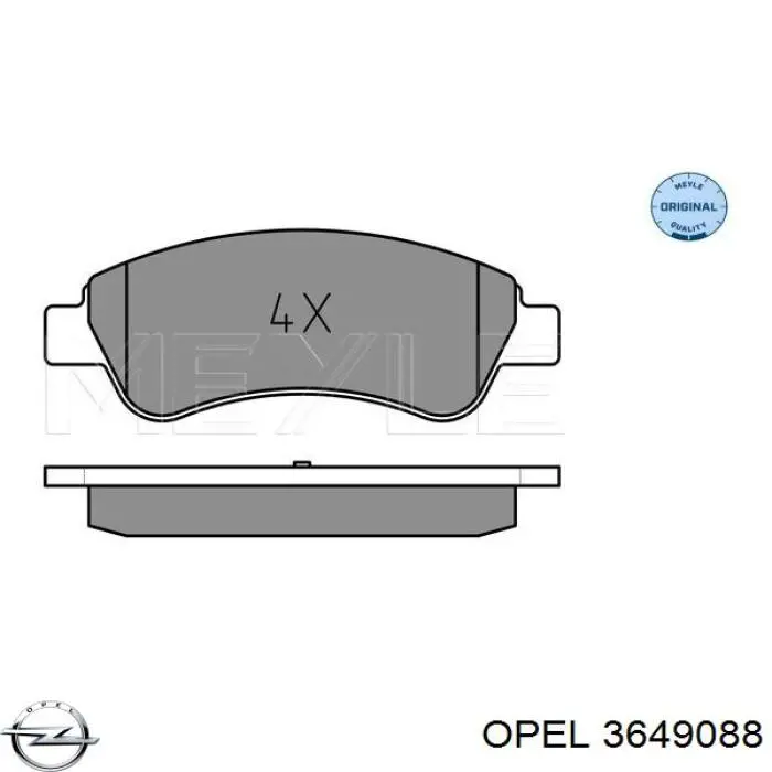 Колодки гальмівні передні, дискові 3649088 Opel