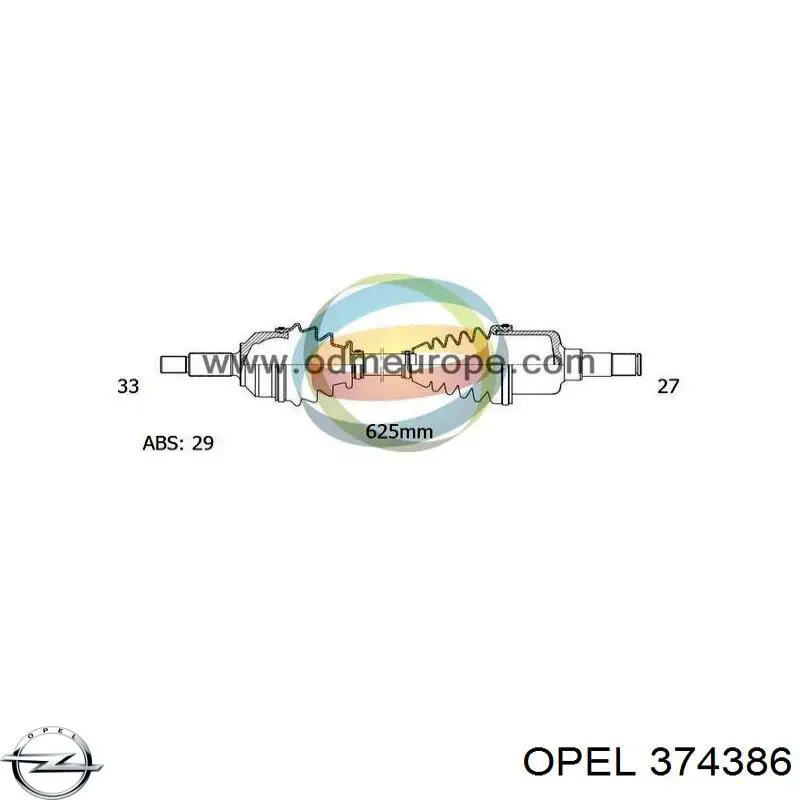 Піввісь передня, права Opel 374386 ціна, від 94.99 USD