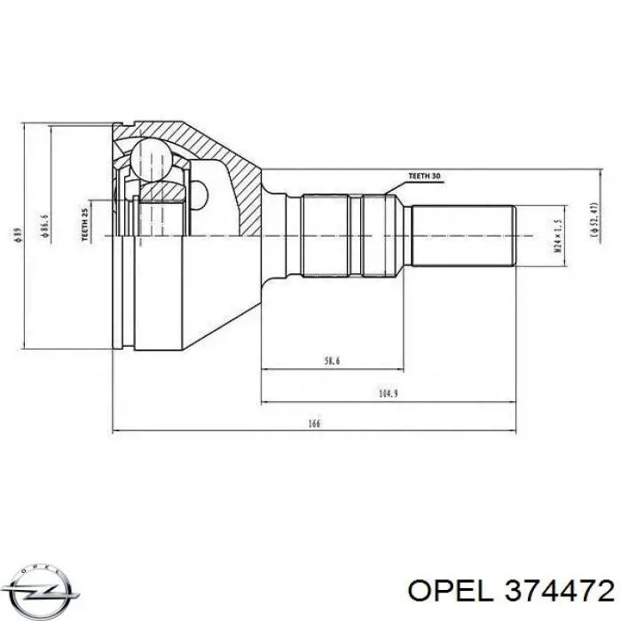 Піввісь передня, права Opel 374472 ціна, від 83.06 USD