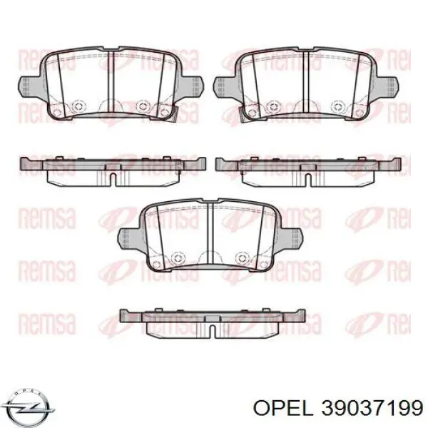 39037199 Opel колодки гальмові задні, дискові