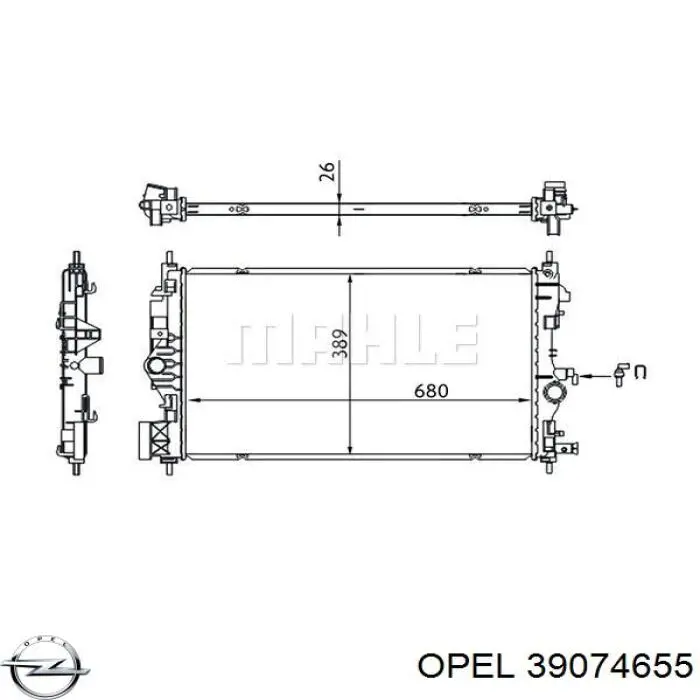 Радіатор основний Opel 39074655 ціна, від 123.87 USD