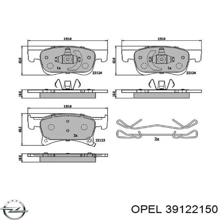 39122150 Opel Передні гальмівні колодки