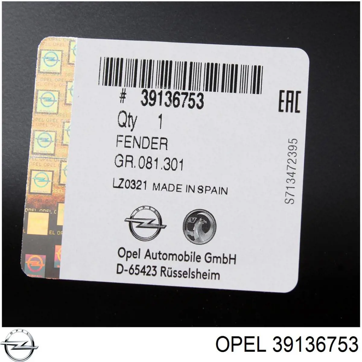 39136753 Opel Переднє ліве крило