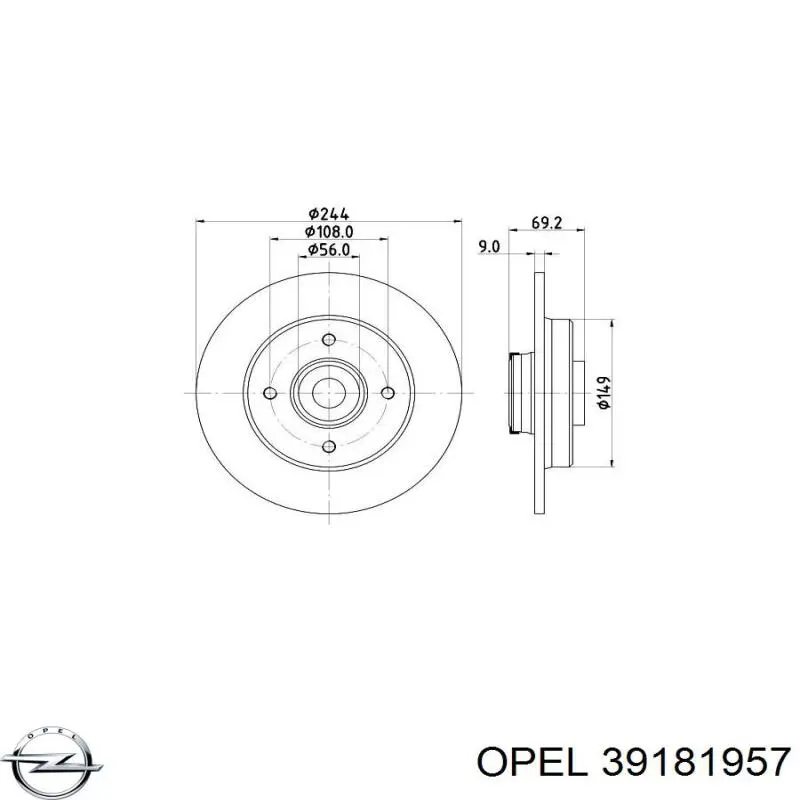 Диск гальмівний задній 39181957 Opel