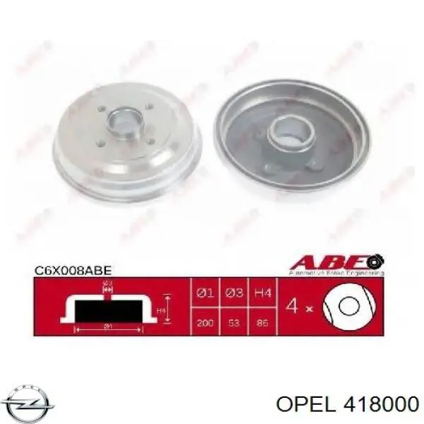 418000 Opel барабан гальмівний задній