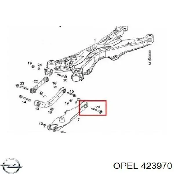 423970 Opel Болт кріплення заднього розвального важеля, внутрішній