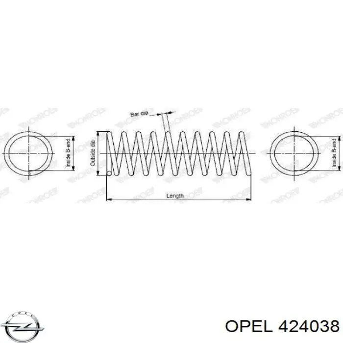 424038 Opel пружина задня