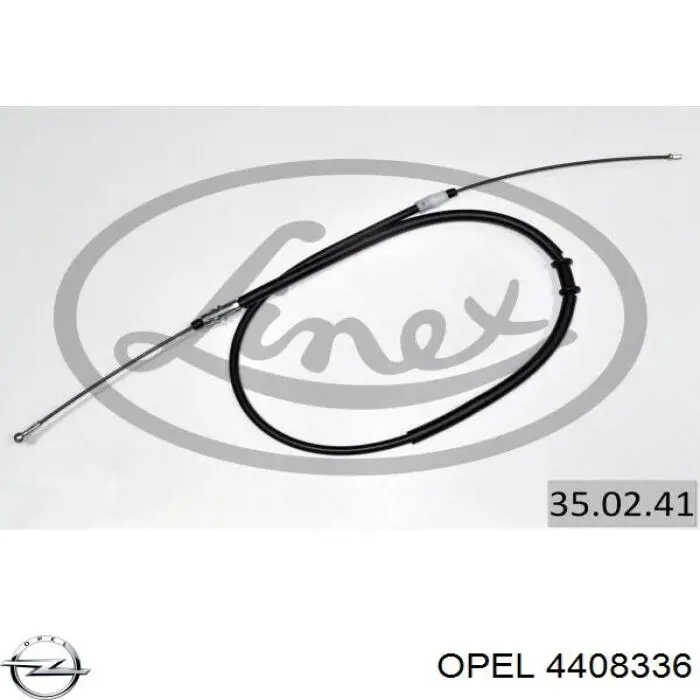 4408336 Opel трос ручного гальма задній, правий/лівий