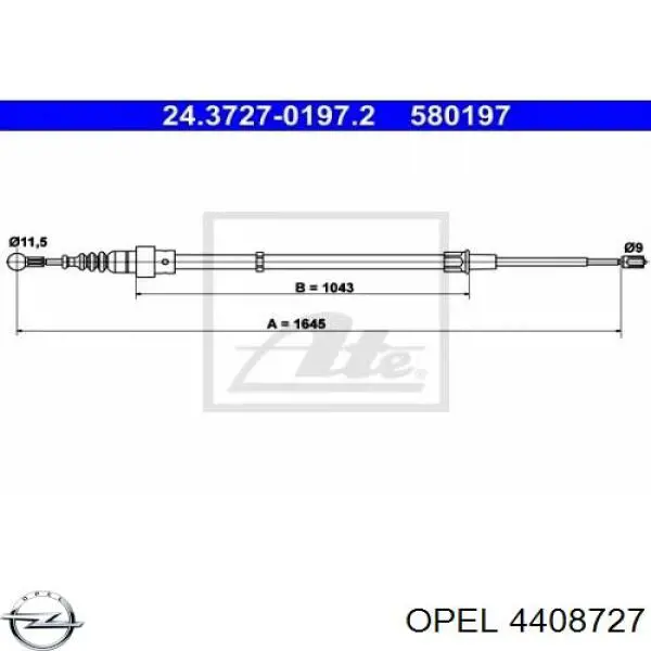 Трос ручника задній правий Opel 4408727