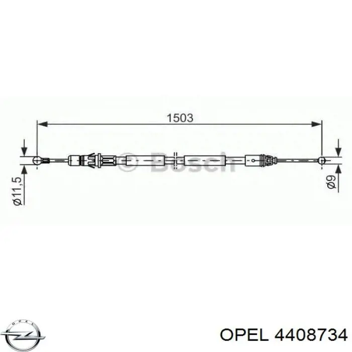 4408734 Opel Трос ручника задній лівий