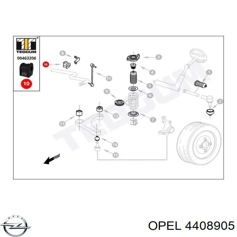 Втулка переднього стабілізатора 4408905 Opel